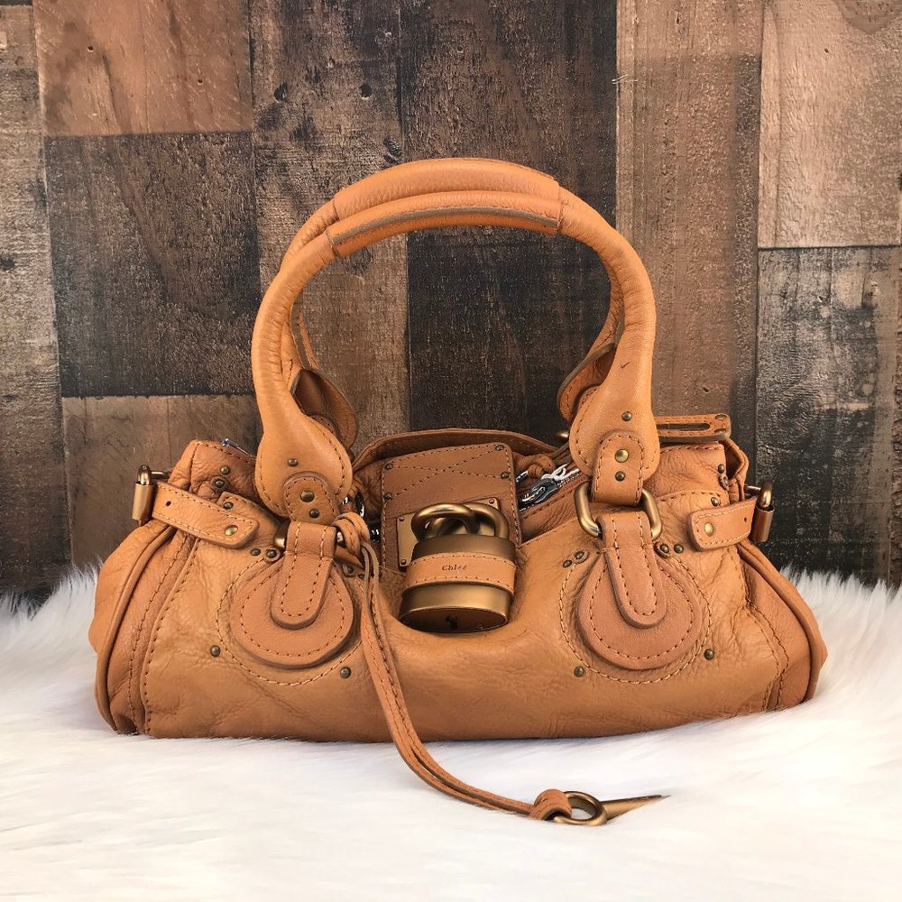 Chloe Paddington Natural Grain Leather Satchel w/COA